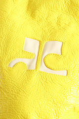 Vintage Courreges Yellow Patent Crinkle Jacket Logo Detail at Recess Los Angeles