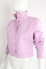 Vintage Courreges Lilac Patent Crinkle Jacket on Mannequin Angle Crop at Recess Los Angeles