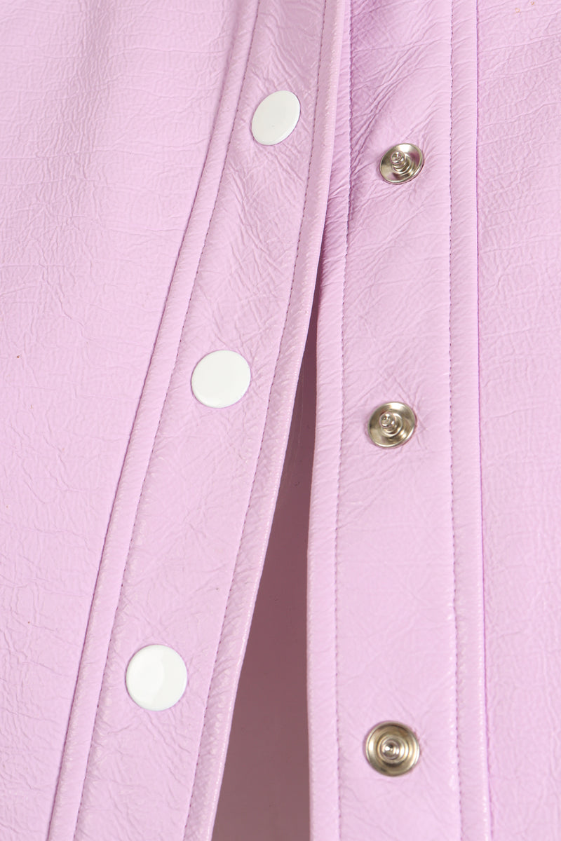 Vintage Courreges Lilac Patent Crinkle Jacket Snap Detail at Recess Los Angeles