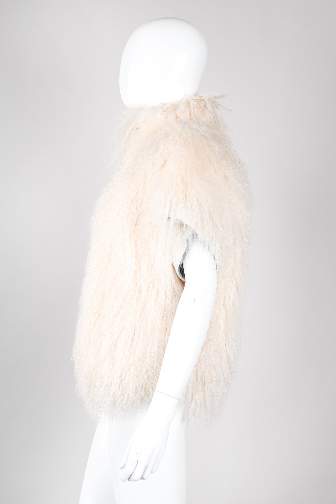 Recess Los Angeles Vintage Mongolian Lamb Silky Fur Leather Rocker Vest