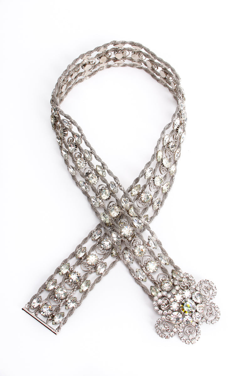 Vintage Crystal Rhinestone Silver Metal Mesh Belt at Recess Los Angeles