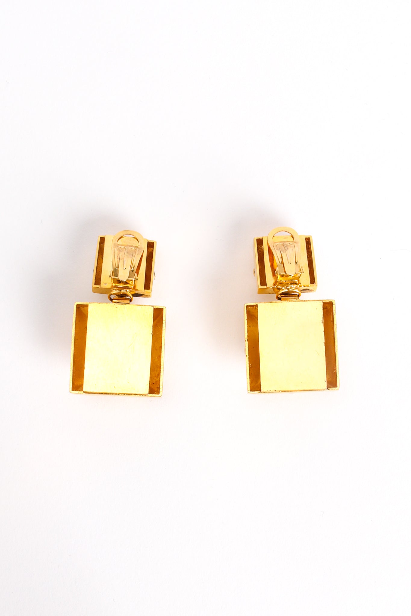 Vintage Beveled Pyramid Drop Earrings backside at Recess Los Angeles