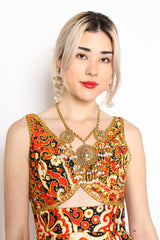 Vintage Napier Tiered Crystal Chandelier Earrings on model Danielle @ Recess Los Angeles