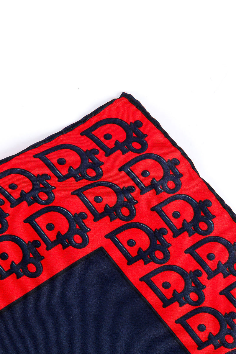 Logo Print Silk Scarf by Christian Dior  Detail of border Pattern Photo. @recessla