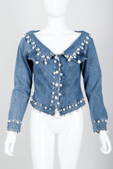 Vintage Donna Karan DKNY Pearl Denim Jacket on mannequin front at Recess Los Angeles