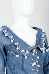 Vintage Donna Karan DKNY Pearl Denim Jacket on mannequin neckline at Recess Los Angeles