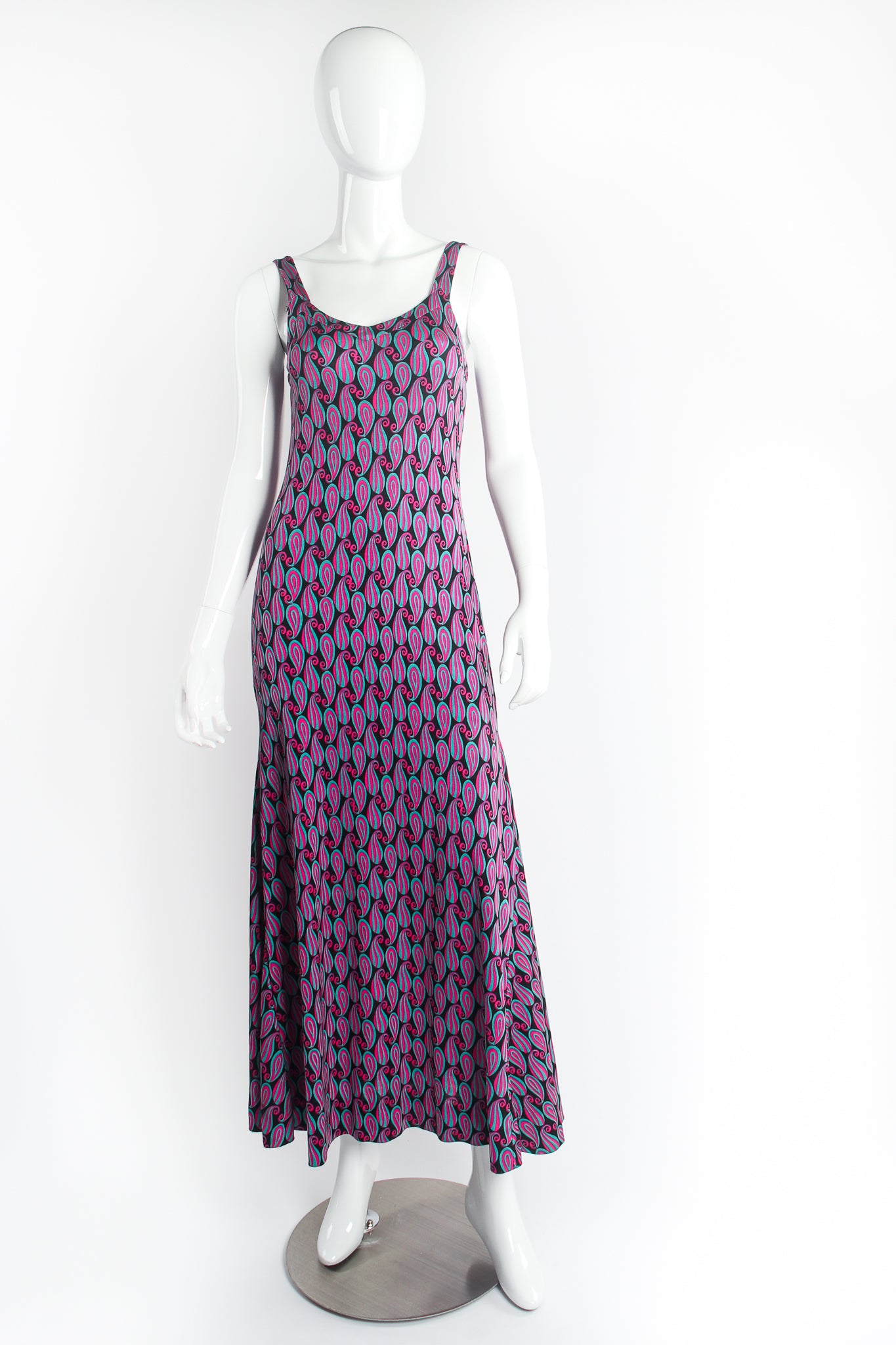 Vintage Diane Von Furstenberg DvF Paisley Maxi Dress Set on Mannequin front at Recess LA