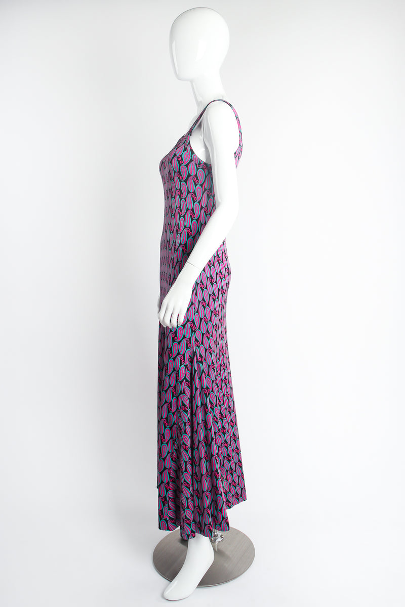 Vintage Diane Von Furstenberg DvF Paisley Maxi Dress Set on Mannequin side at Recess LA