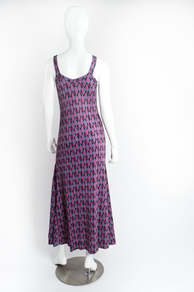 Vintage Diane Von Furstenberg DvF Paisley Maxi Dress Set on Mannequin back at Recess LA