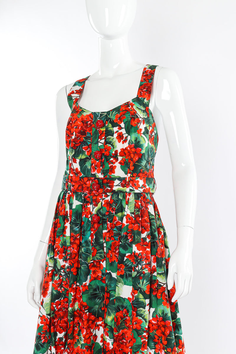 Dolce and Gabbana Floral Leaf Cotton Dress on mannequin closeup @recessla