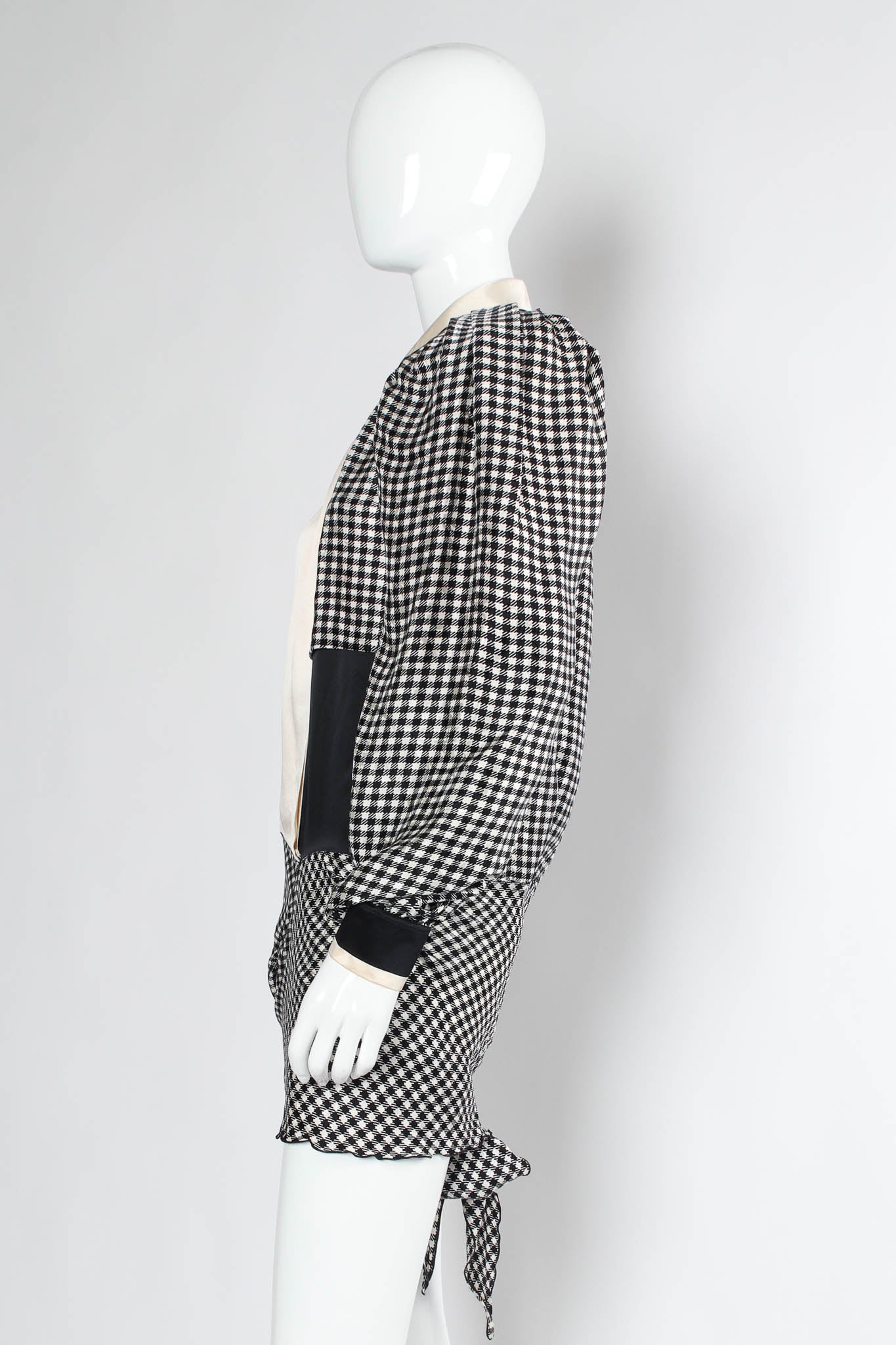 Vintage Dalvin Silk Gingham Tie Wrap Blouse mannequin side @ Recess Los Angeles