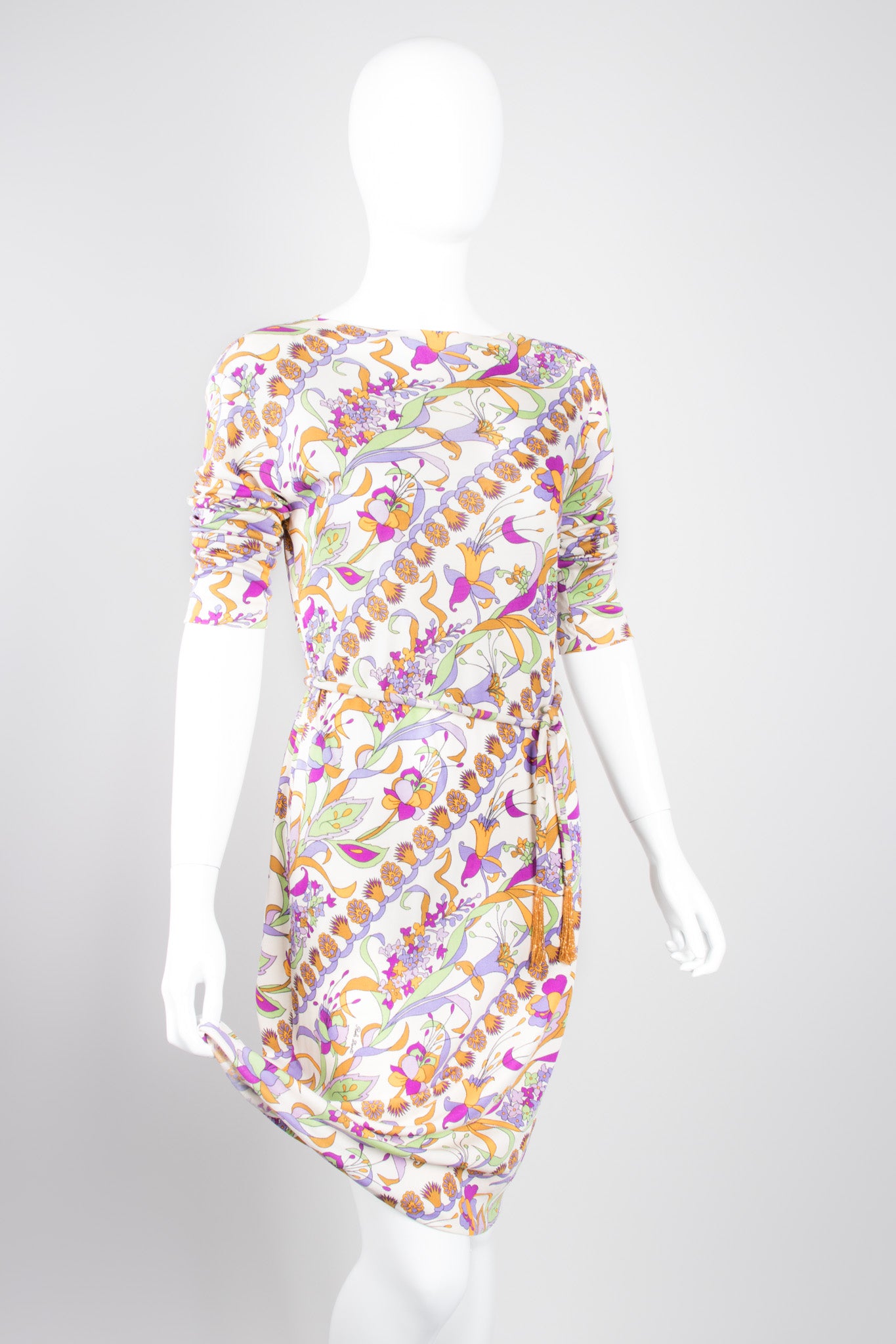 Paola Davitti Vintage Pucci Florentine Festive Floral Silk Jersey Dress