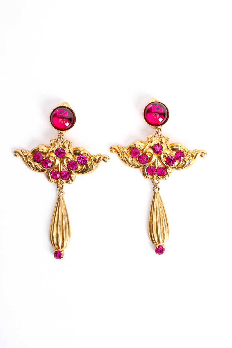 Vintage De Liguoro Baroque Rhinestone Wing Drop Earrings at Recess Los Angeles