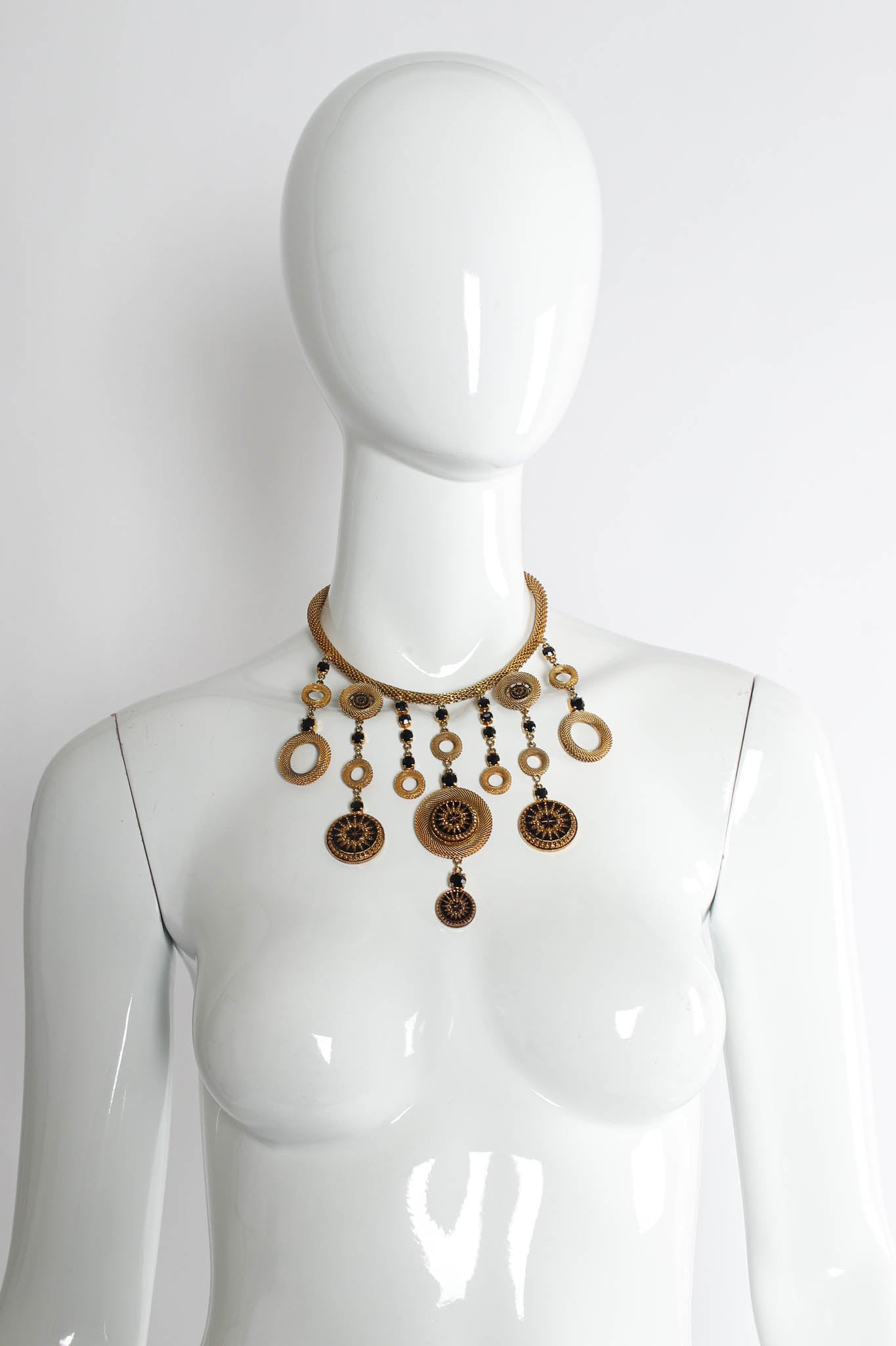 Vintage Gianni De Liguoro Starburst Rhinestone Mesh Choker on mannequin @ Recess LA