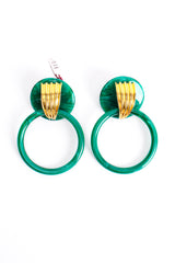 Vintage De Liguoro Faux Malachite Hoop Drop Earrings at Recess Los Angeles