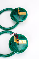 Vintage De Liguoro Faux Malachite Hoop Drop Earrings clip back at Recess Los Angeles