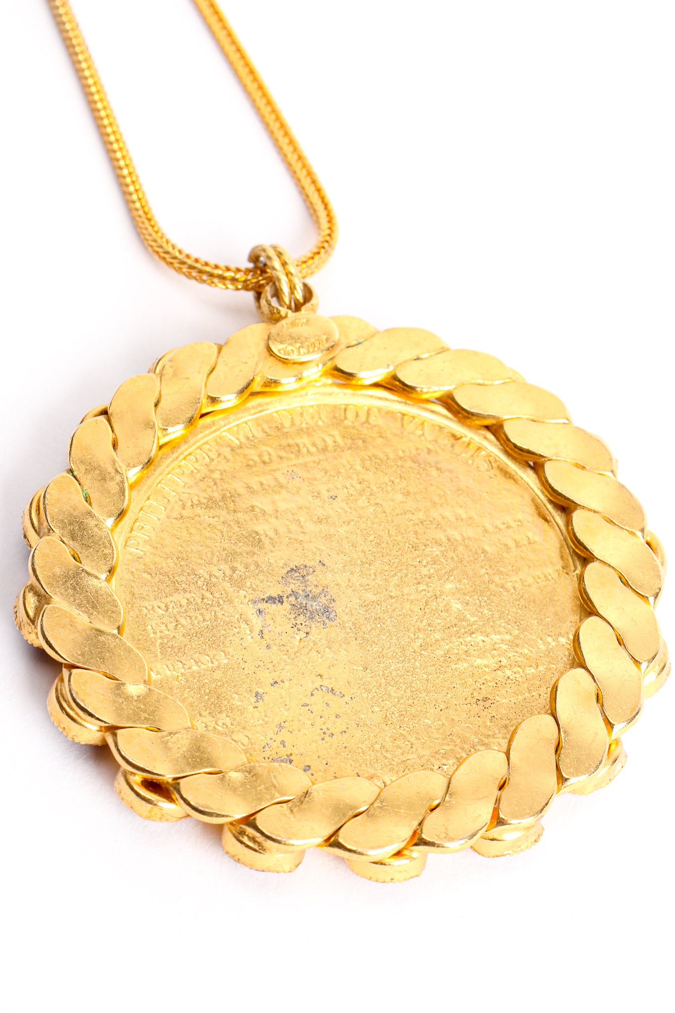 Vintage William deLillo Coin Cabochon Pendant Necklace backside at Recess Los Angeles