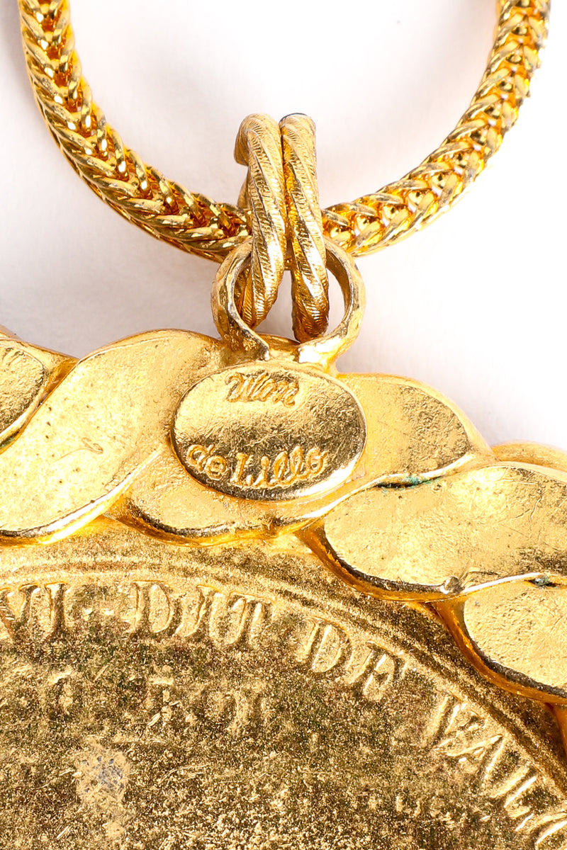 Vintage William deLillo Coin Cabochon Pendant Necklace signature cartouche at Recess Los Angeles