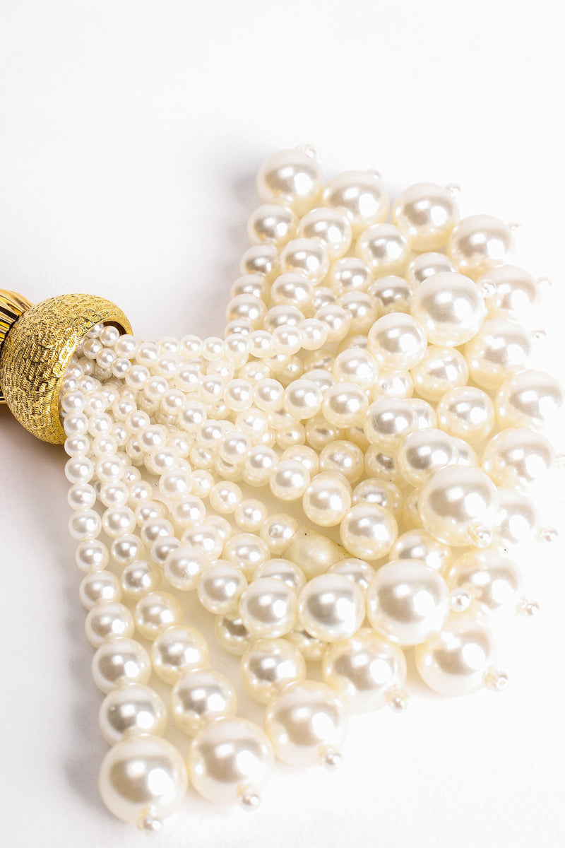 Vintage William deLillo Pearl Tassel Drop Necklace detail at Recess Los Angeles