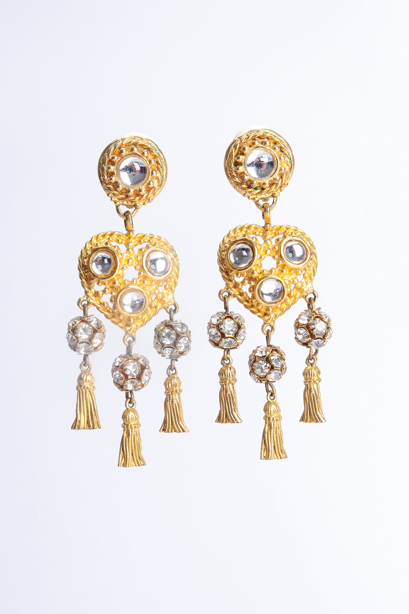 Vintage Deanna Hamro Heart Tassel Drop Earrings at Recess Los Angeles