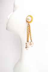 Vintage Deanna Hamro Pearl Chain Drop Earrings on Mannequin at Recess Los Angeles