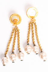 Vintage Deanna Hamro Pearl Chain Drop Earrings backside at Recess Los Angeles