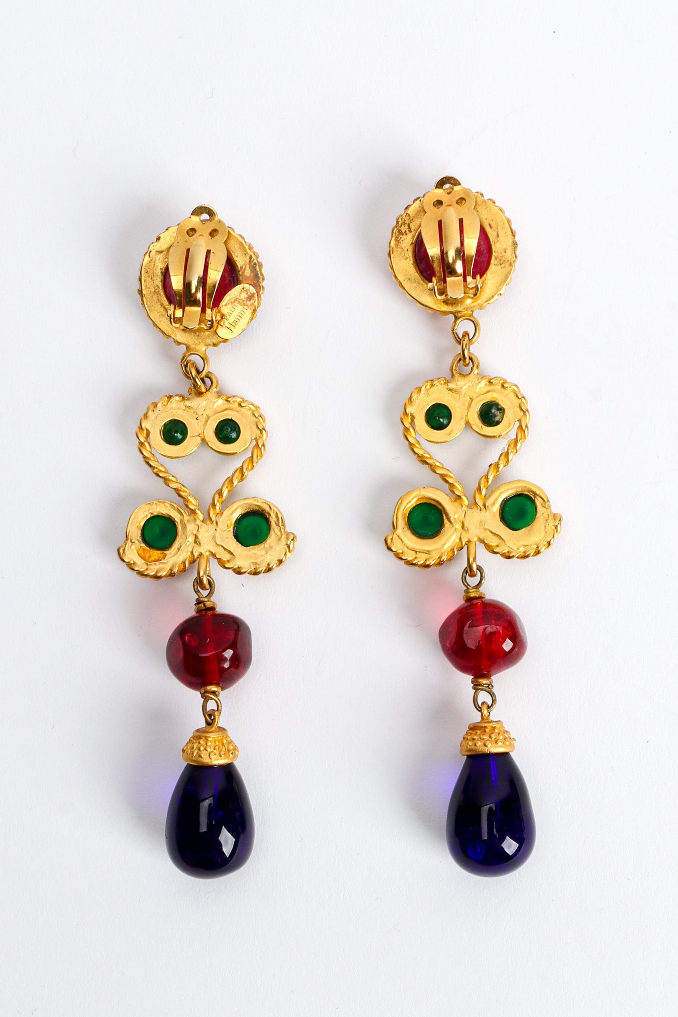 Vintage Deanna Hamro Glass Stone Chandelier Earrings back @ Recess LA