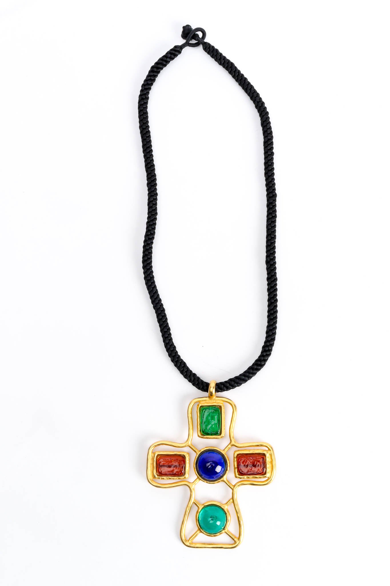 Deanna Hamro Glass Stone Cross Pendant Necklace front @ Recess Los Angeles