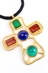 Deanna Hamro Glass Stone Cross Pendant Necklace front cross close @ Recess Los Angeles