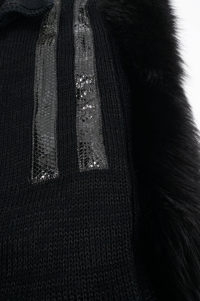 Vintage Delaware Street Long Fur Snake Trim Knit Vest fabric detail at Recess Los Angeles