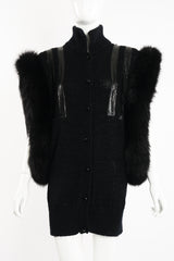 Vintage Delaware Street Long Fur Snake Trim Knit Vest on Mannequin front crop at Recess Los Angeles