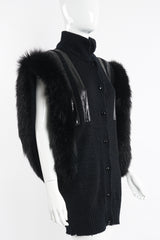 Vintage Delaware Street Long Fur Snake Trim Knit Vest on Mannequin angle at Recess Los Angeles