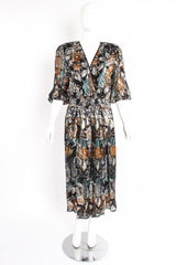 Vintage Diane Freis Floral Brocaded Chiffon Dress on Mannequin front at Recess Los Angeles