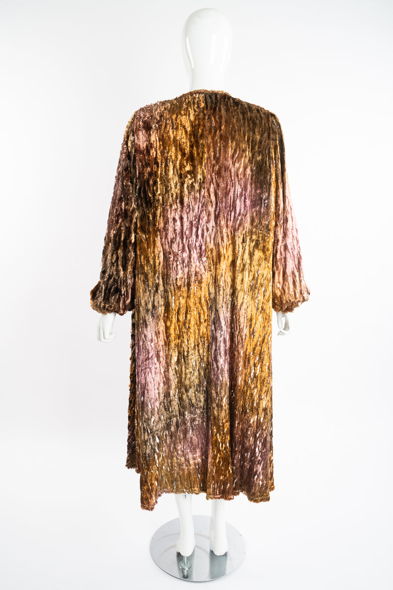 Vintage Diane Freis Plush Silk Tinsel Cape Coat & Scarf on Mannequin back at Recess Los Angeles