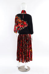 Multi-printed silk limited edition dress by Diane Freis mannequin back full length @recessla