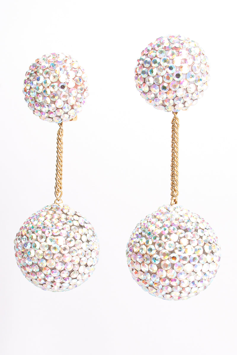 Vintage Diane Lauren Iridescent Rhinestone Ball Drop Earrings at Recess Los Angeles