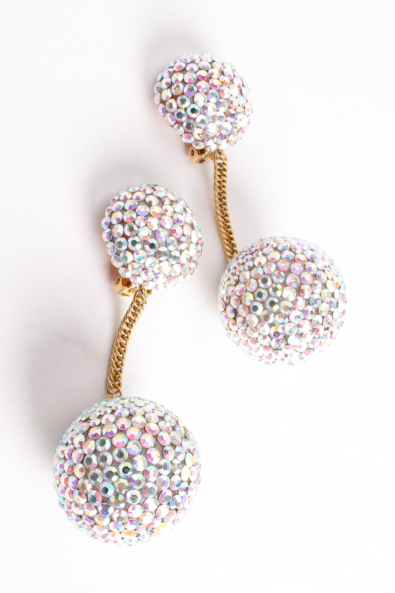 Vintage Diane Lauren Iridescent Rhinestone Ball Drop Earrings at Recess Los Angeles