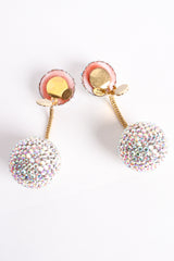 Vintage Diane Lauren Iridescent Rhinestone Ball Drop Earrings backside at Recess Los Angeles