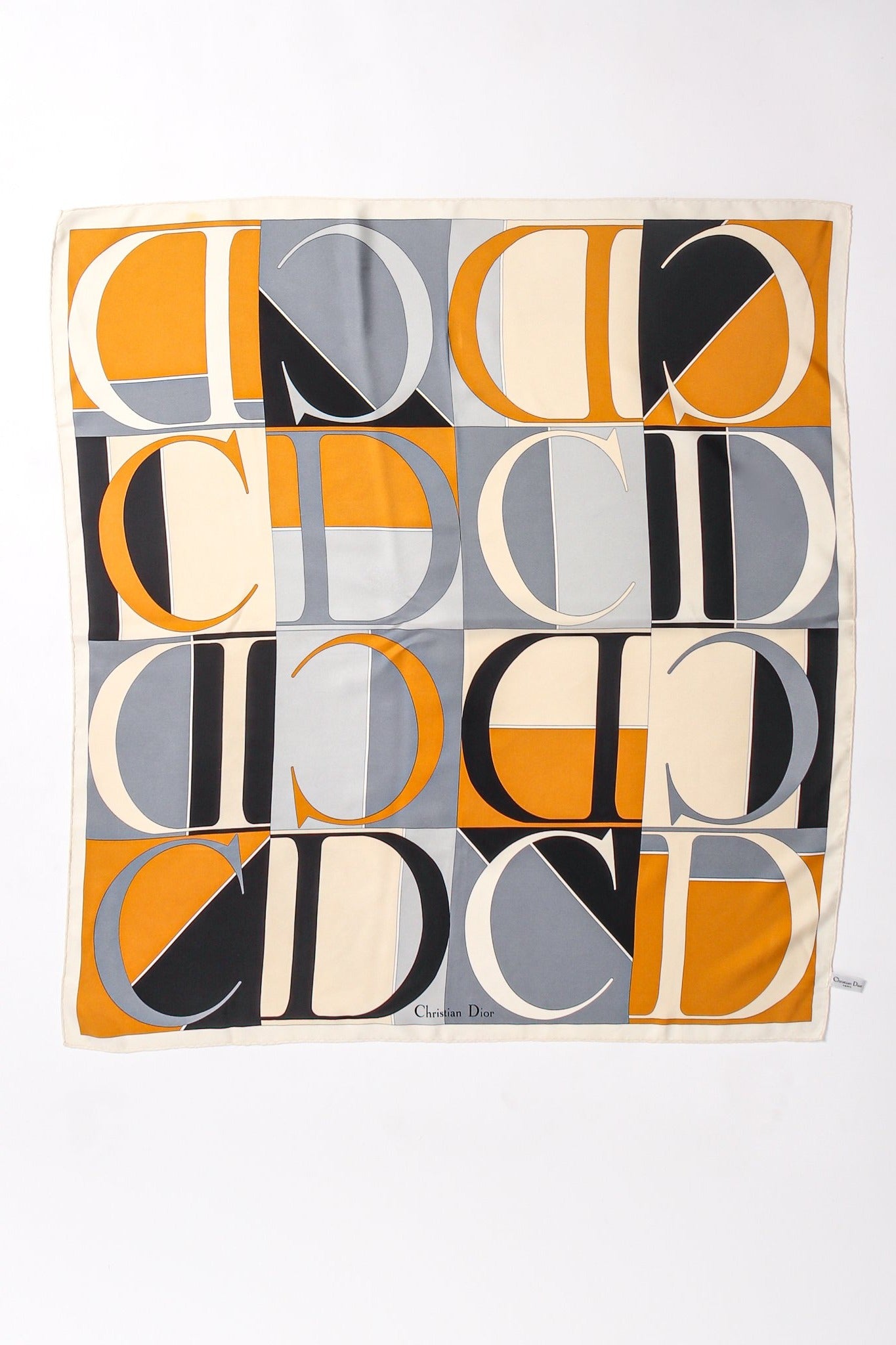 Vintage Christian Dior Colorblock Monogram Silk Scarf at Recess Los Angeles