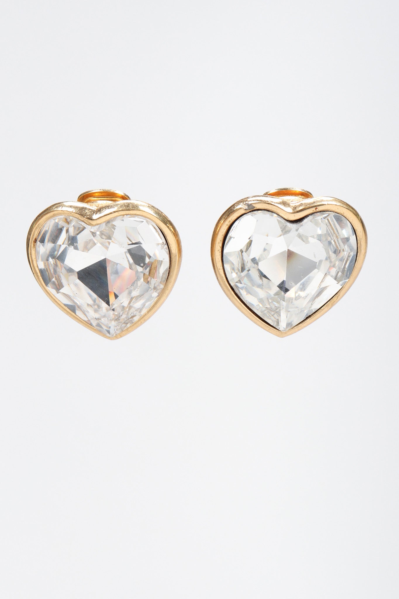 Recess Los Angeles Vintage Christian Dior Oversized Crystal Heart Earrings