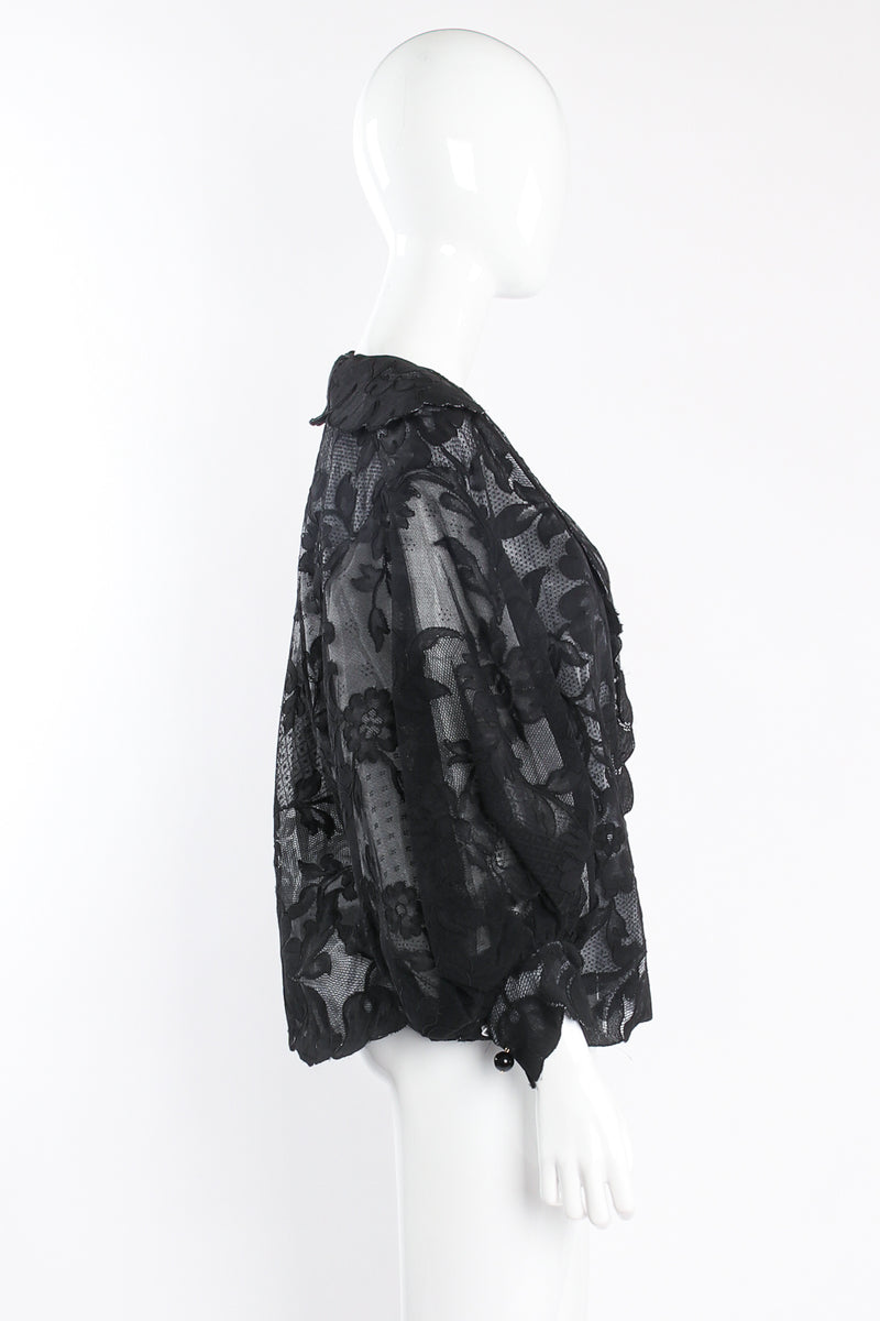 Vintage Christian Dior Ferre Numbered Lace Balloon Sleeve Jacket on mannequin side @ Recess LA