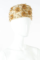 Vintage Christian Dior Jeweled Floral Pillbox Hat mannequin angle @ Recess LA