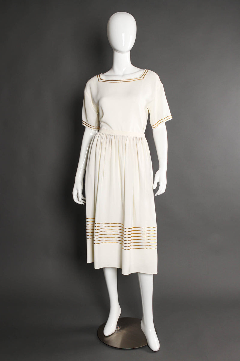 Vintage Christian Dior Ribbon Trim Top & Skirt Set mannequin front @ Recess Los Angeles