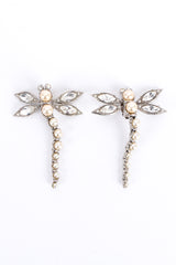 Vintage Christian Dior Crystal Pearl Dragonfly Earrings front flat @ Recess LA