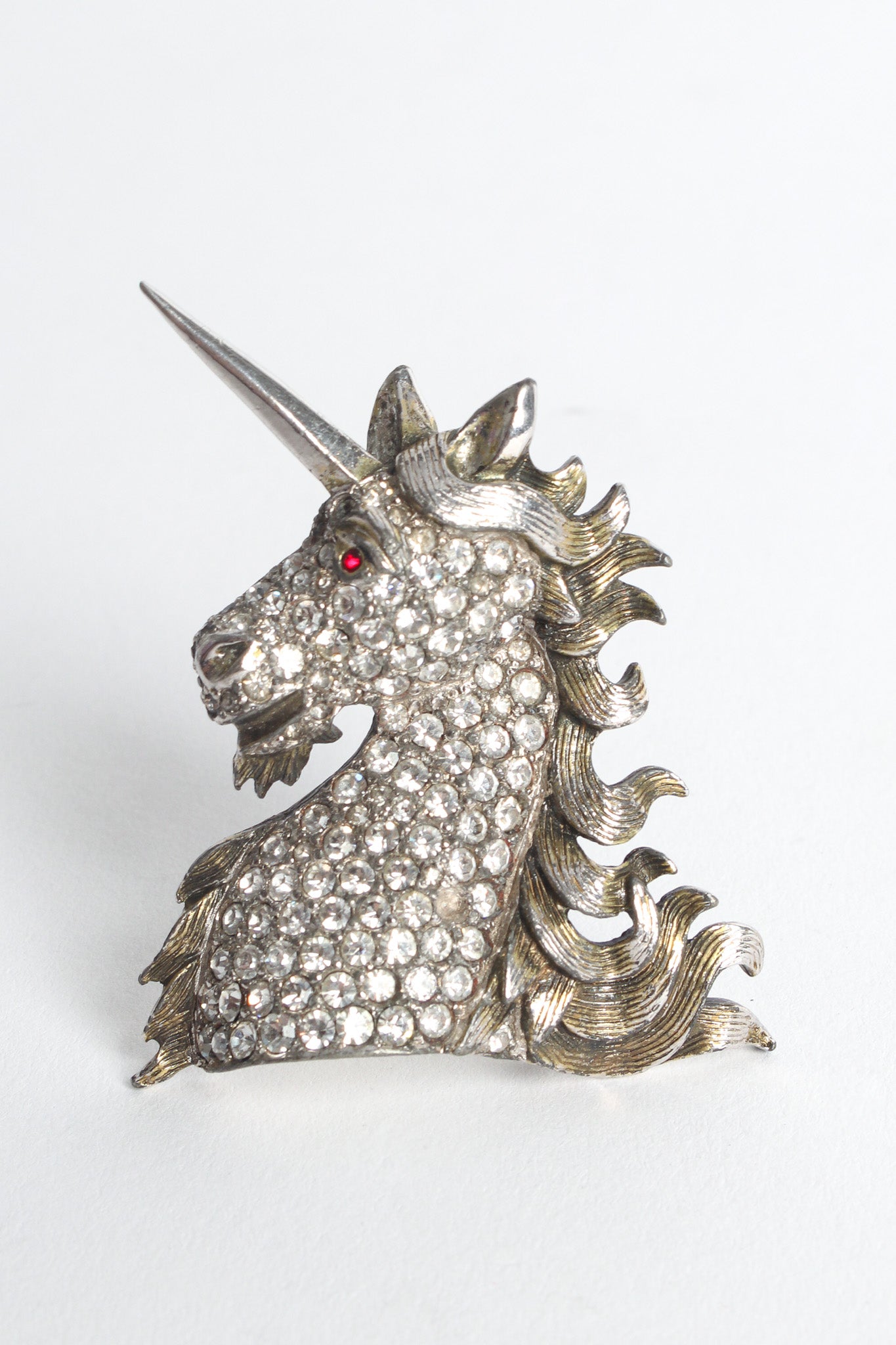 Vintage Christian Dior by Mitchel Maer 1952 Unicorn Crystal Brooch front @ Recess LA