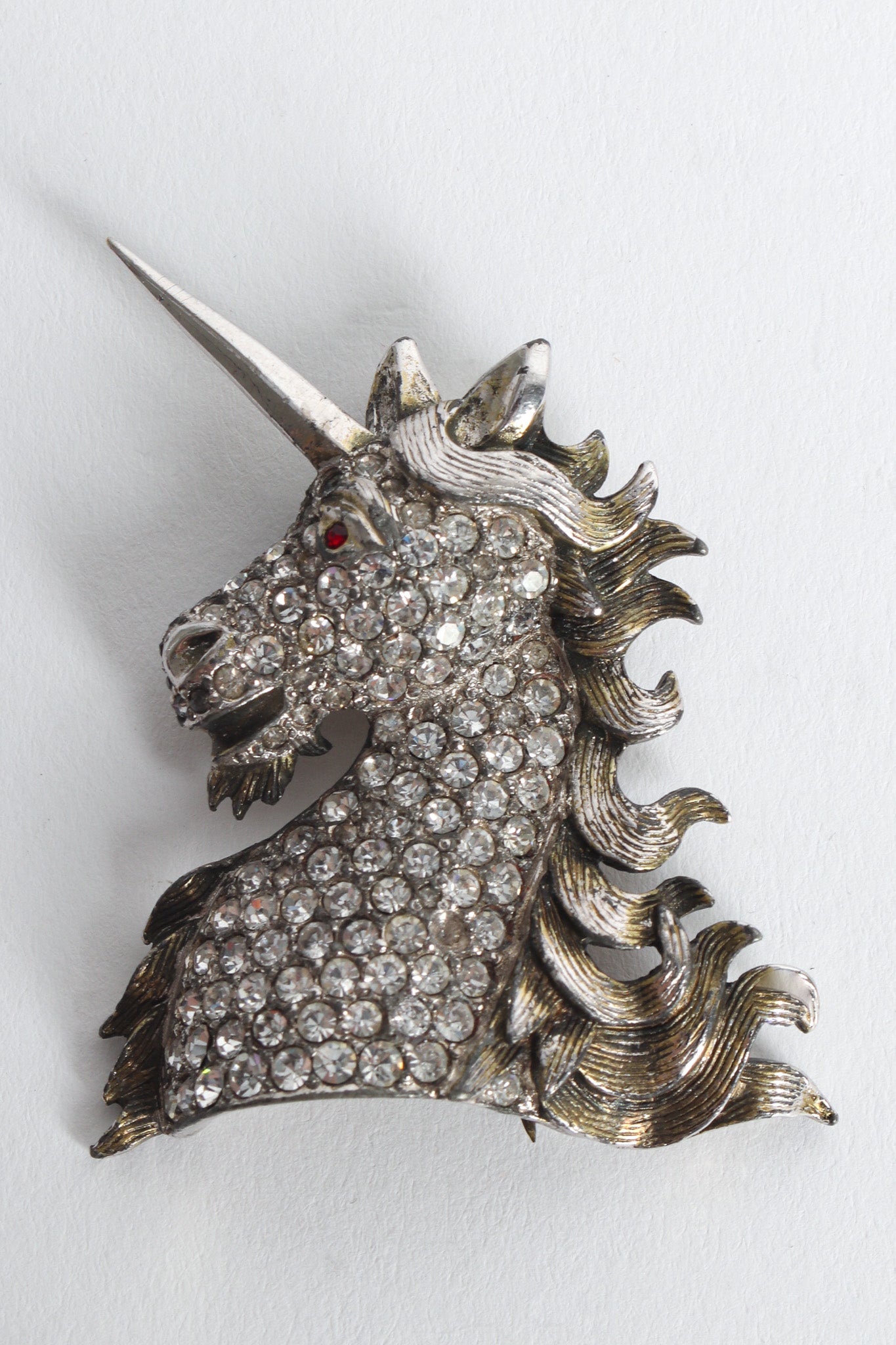 Vintage Christian Dior by Mitchel Maer 1952  Unicorn Crystal Brooch unicorn flat @ Recess LA