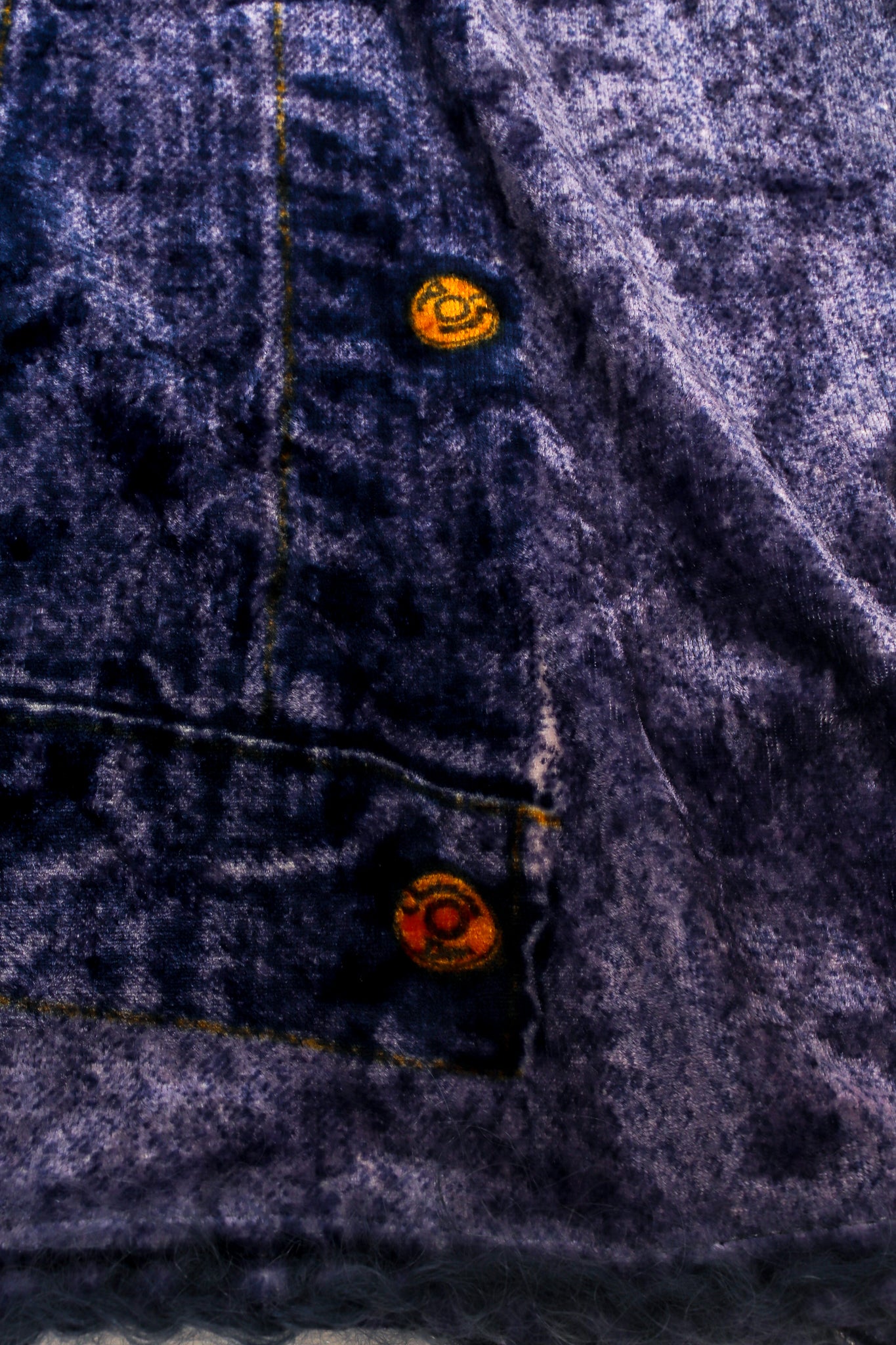 Vintage John Galliano Christian Dior 2000 Denim Trompe L'oeil Top fabric detail at Recess Los Angeles