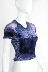 Vintage John Galliano Christian Dior 2000 Denim Trompe L'oeil Top on mannequin crop at Recess LA