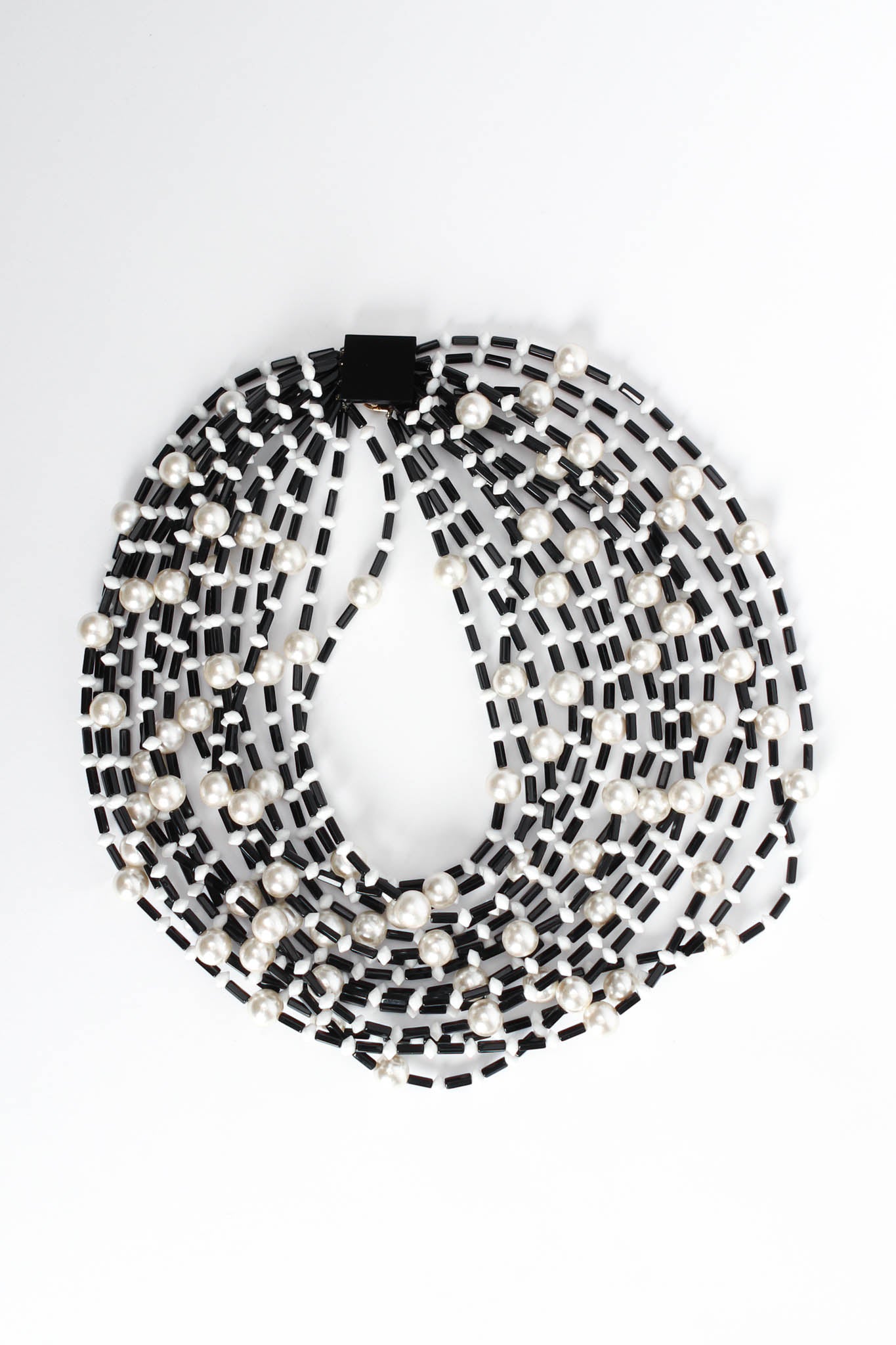 Vintage Diva Pearl Waterfall Bib Necklace round flat @ Recess Los Angeles