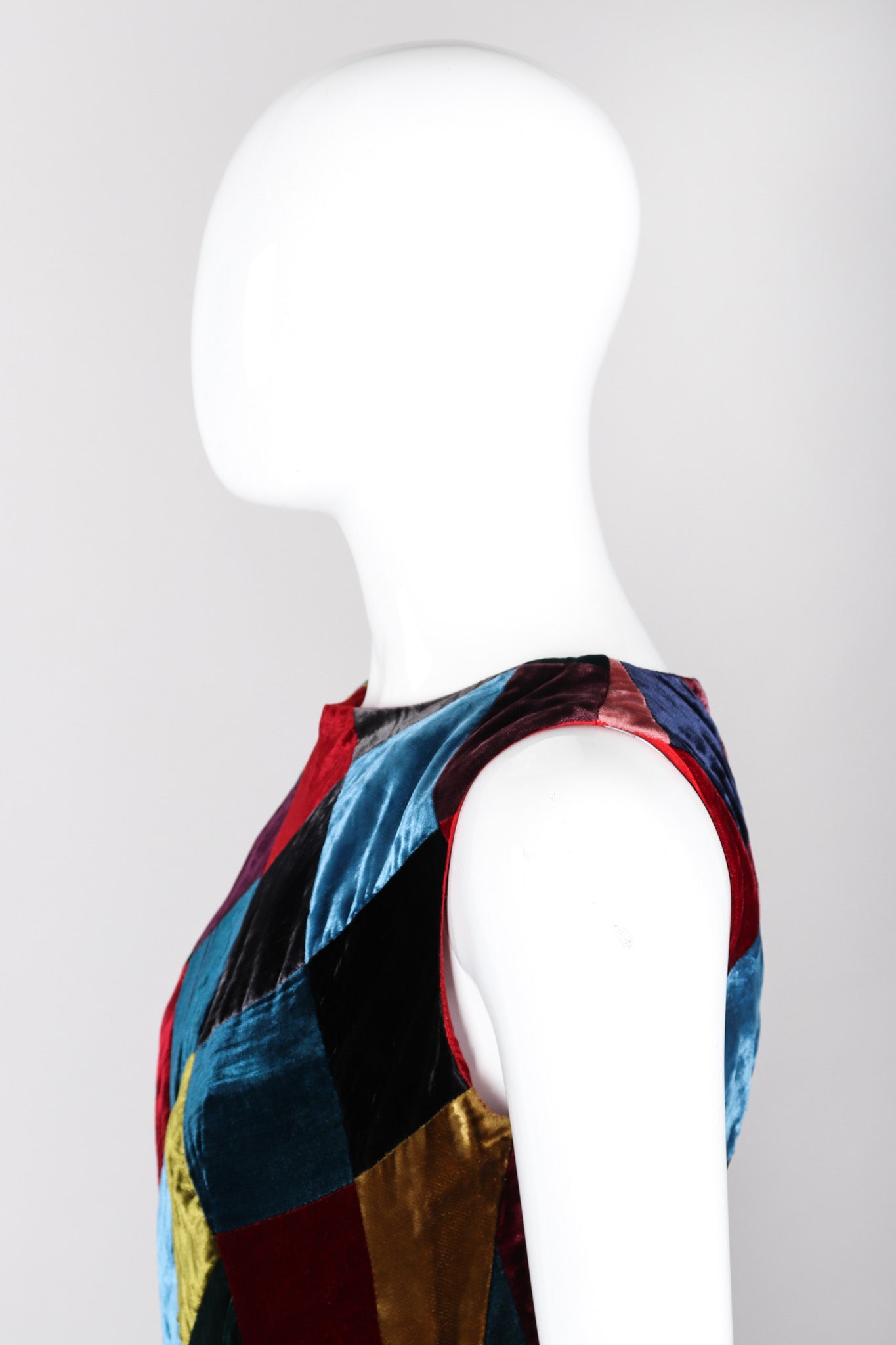 Recess Los Angeles Vintage Dolce & Gabbana Velvet Harlequin Patchwork Multi Colored Long Dress